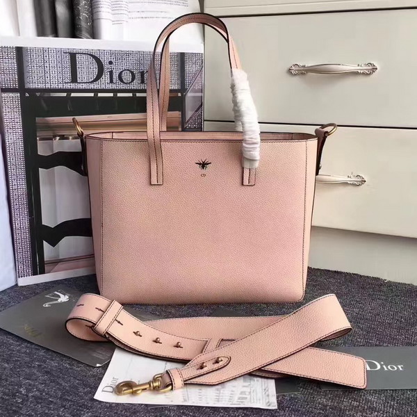 Dior Bee Shopping Bag in Pink Grained Calfskin For Sale