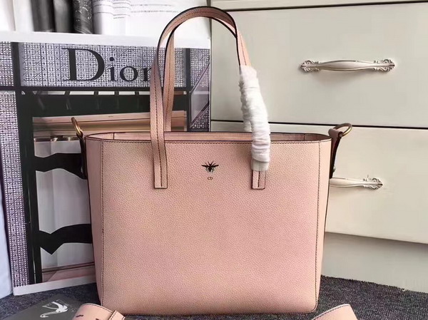 Dior Bee Shopping Bag in Pink Grained Calfskin For Sale