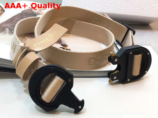 Dior Beige Cotton Canvas Belt with Christian Dior Buckle Replica