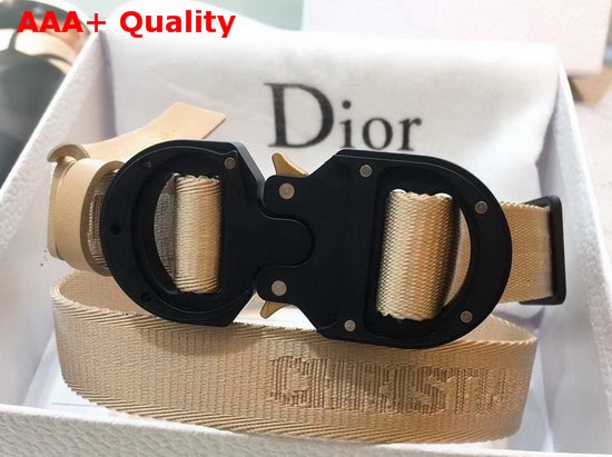 Dior Beige Cotton Canvas Belt with Christian Dior Buckle Replica