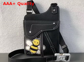 Dior Black Calfskin Dior X Kaws Saddle Bag Replica