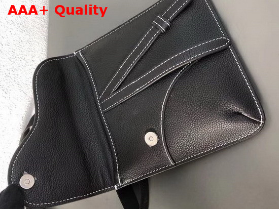 Dior Black Calfskin Messenger Bag with White Topstitching Replica