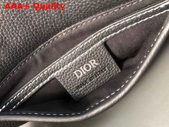 Dior Black Calfskin Messenger Bag with White Topstitching Replica