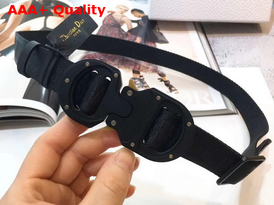 Dior Black Cotton Canvas Belt with Christian Dior Buckle Replica