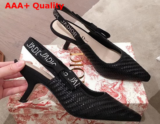 Dior Black Jadior Slingback Braided Lambskin Pump Replica