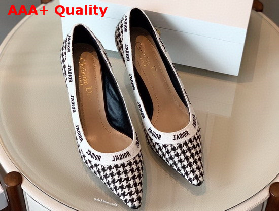 Dior Black and White Jadior Houndstooth Wool Pump Replica