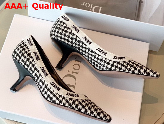 Dior Black and White Jadior Houndstooth Wool Pump Replica