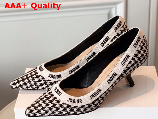 Dior Black and White Jadior Houndstooth Wool Pump Replica