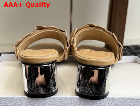 Dior Bloom Heeled Slide Beige Dior Clover Embroidered Lambskin Replica