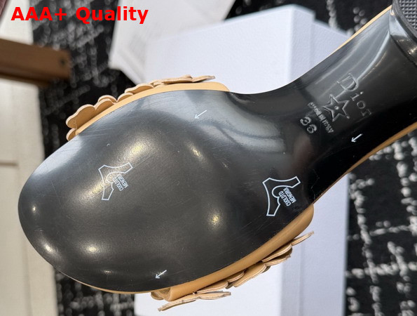 Dior Bloom Heeled Slide Beige Dior Clover Embroidered Lambskin Replica