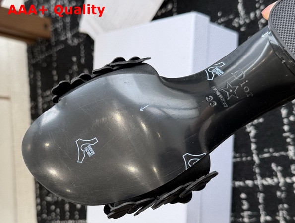 Dior Bloom Heeled Slide Black Dior Clover Embroidered Lambskin Replica