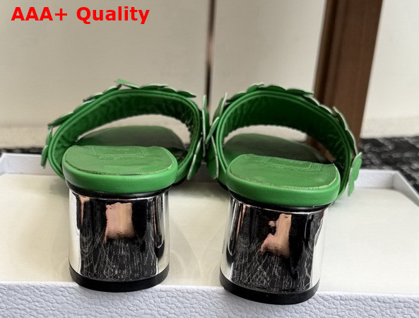 Dior Bloom Heeled Slide Green Dior Clover Embroidered Lambskin Replica