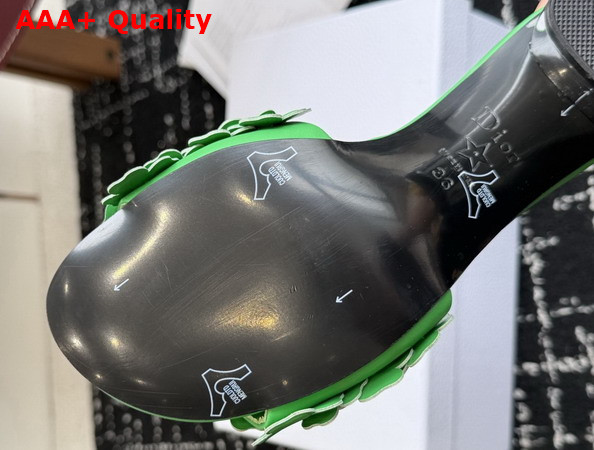 Dior Bloom Heeled Slide Green Dior Clover Embroidered Lambskin Replica