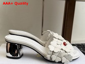 Dior Bloom Heeled Slide White Dior Clover Embroidered Lambskin Replica