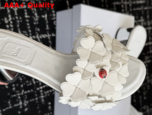Dior Bloom Heeled Slide White Dior Clover Embroidered Lambskin Replica