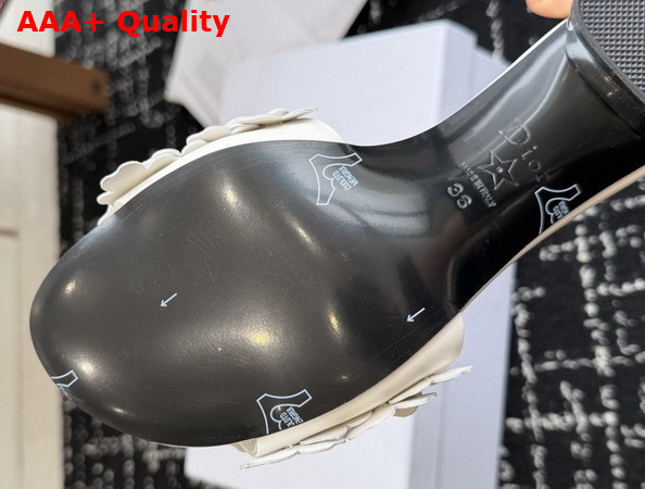 Dior Bloom Heeled Slide White Dior Clover Embroidered Lambskin Replica