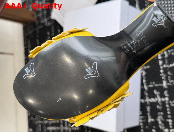 Dior Bloom Heeled Slide Yellow Dior Clover Embroidered Lambskin Replica