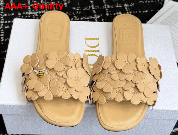 Dior Bloom Slide in Beige Dior Clover Embroidered Lambskin Replica