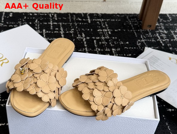 Dior Bloom Slide in Beige Dior Clover Embroidered Lambskin Replica