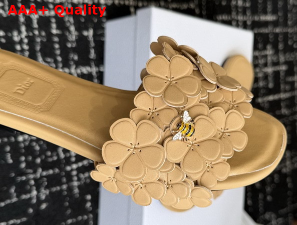 Dior Bloom Slide in Beige Dior Clover Embroidered Lambskin Replica