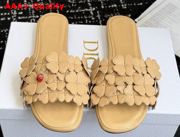 Dior Bloom Slide in Beige Dior Clover Embroidered Lambskin Replica