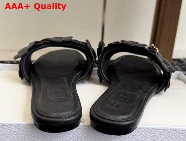 Dior Bloom Slide in Black Dior Clover Embroidered Lambskin Replica