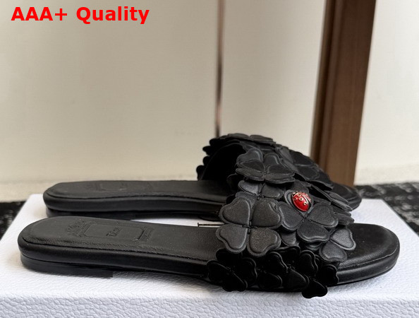 Dior Bloom Slide in Black Dior Clover Embroidered Lambskin Replica
