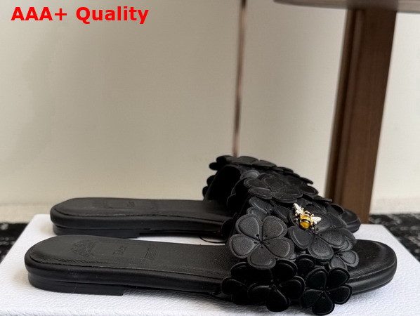 Dior Bloom Slide in Black Dior Clover Embroidered Lambskin Replica