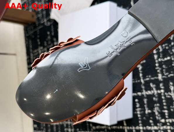 Dior Bloom Slide in Camel Dior Clover Embroidered Lambskin Replica