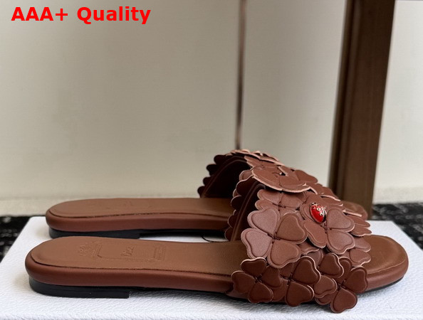 Dior Bloom Slide in Camel Dior Clover Embroidered Lambskin Replica