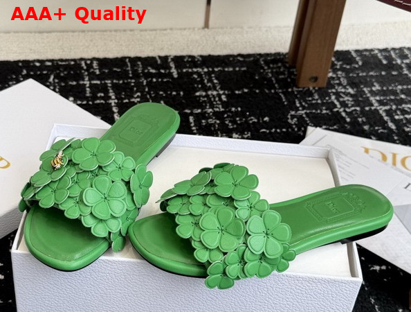 Dior Bloom Slide in Green Dior Clover Embroidered Lambskin Replica