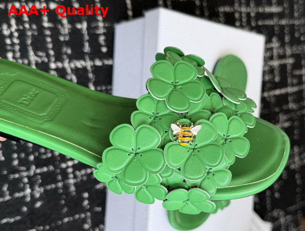 Dior Bloom Slide in Green Dior Clover Embroidered Lambskin Replica