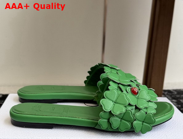 Dior Bloom Slide in Green Dior Clover Embroidered Lambskin Replica