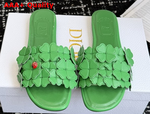 Dior Bloom Slide in Green Dior Clover Embroidered Lambskin Replica