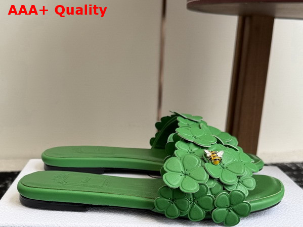 Dior Bloom Slide in Green Dior Clover Embroidered Lambskin Replica