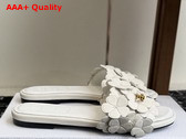 Dior Bloom Slide in White Dior Clover Embroidered Lambskin Replica