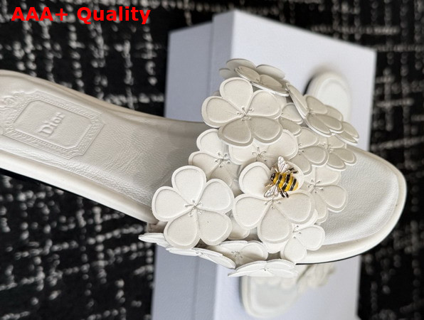 Dior Bloom Slide in White Dior Clover Embroidered Lambskin Replica