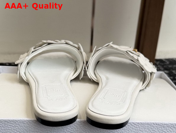 Dior Bloom Slide in White Dior Clover Embroidered Lambskin Replica