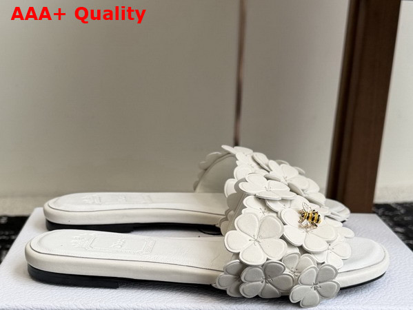 Dior Bloom Slide in White Dior Clover Embroidered Lambskin Replica
