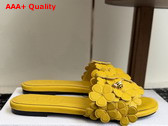 Dior Bloom Slide in Yellow Dior Clover Embroidered Lambskin Replica