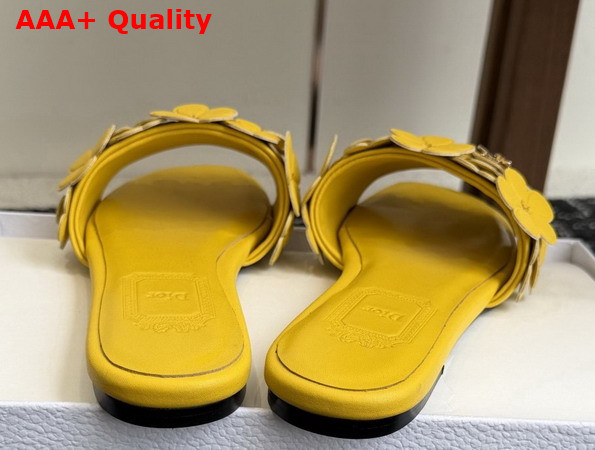 Dior Bloom Slide in Yellow Dior Clover Embroidered Lambskin Replica