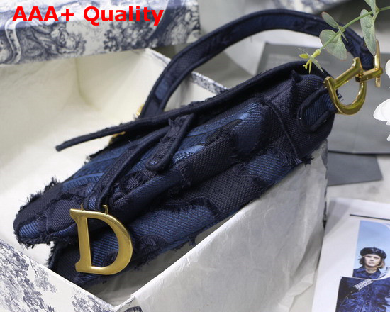 Dior Blue Saddle Camouflage Embroidered Canvas Bag Replica