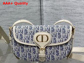 Dior Bobby East West Bag in Blue Dior Oblique Chambray with Raffia Effect and Light Biscuit Smooth Calfskin Replica