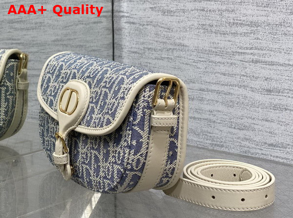 Dior Bobby East West Bag in Blue Dior Oblique Chambray with Raffia Effect and Light Biscuit Smooth Calfskin Replica