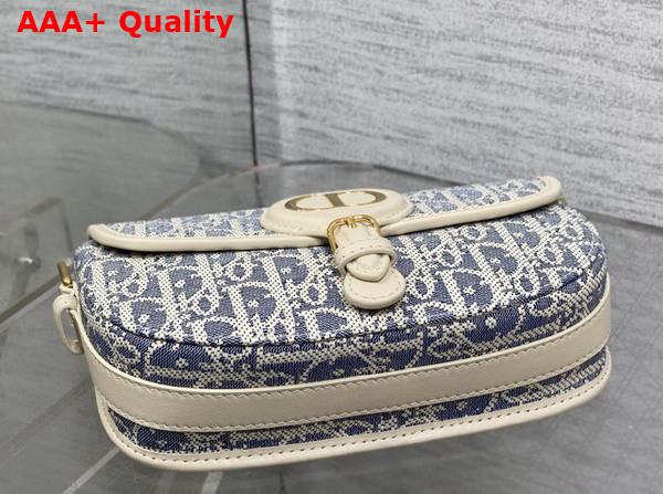 Dior Bobby East West Bag in Blue Dior Oblique Chambray with Raffia Effect and Light Biscuit Smooth Calfskin Replica