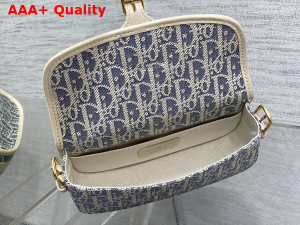 Dior Bobby East West Bag in Blue Dior Oblique Chambray with Raffia Effect and Light Biscuit Smooth Calfskin Replica