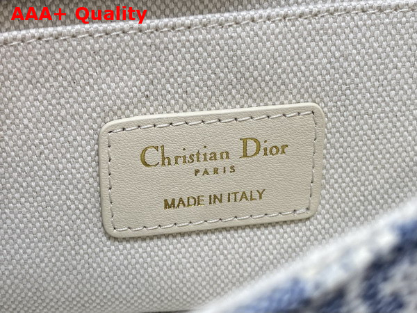 Dior Bobby East West Bag in Blue Dior Oblique Chambray with Raffia Effect and Light Biscuit Smooth Calfskin Replica