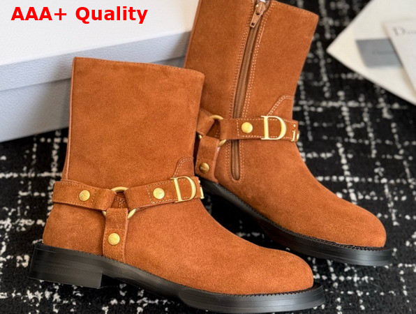 Dior Bolt Ankle Boot in Cognac Brown Suede Calfskin Replica