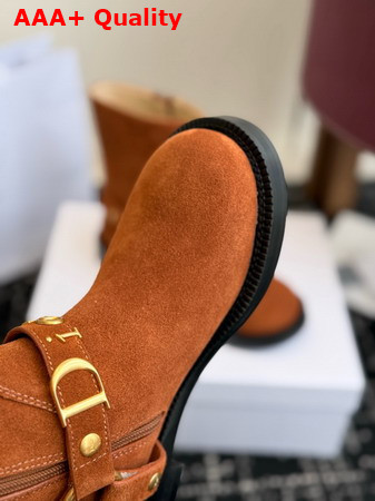 Dior Bolt Ankle Boot in Cognac Brown Suede Calfskin Replica