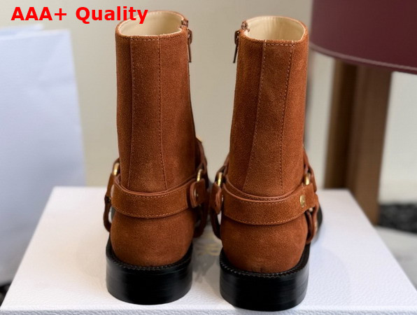 Dior Bolt Ankle Boot in Cognac Brown Suede Calfskin Replica